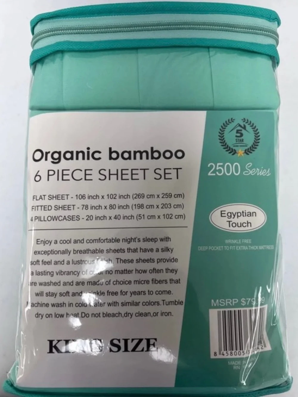 6-Piece Sheet Set in Teal - King
